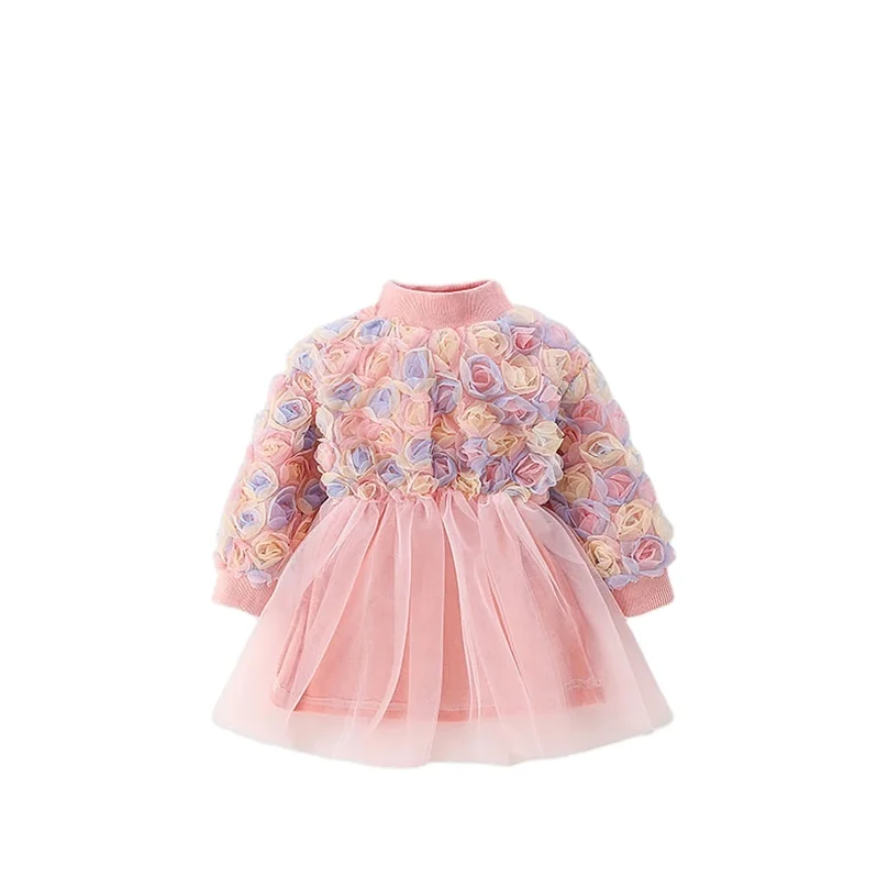 Fancy style kid girls baby tutu dresses beautiful party birthday dress flowers decoration for summer