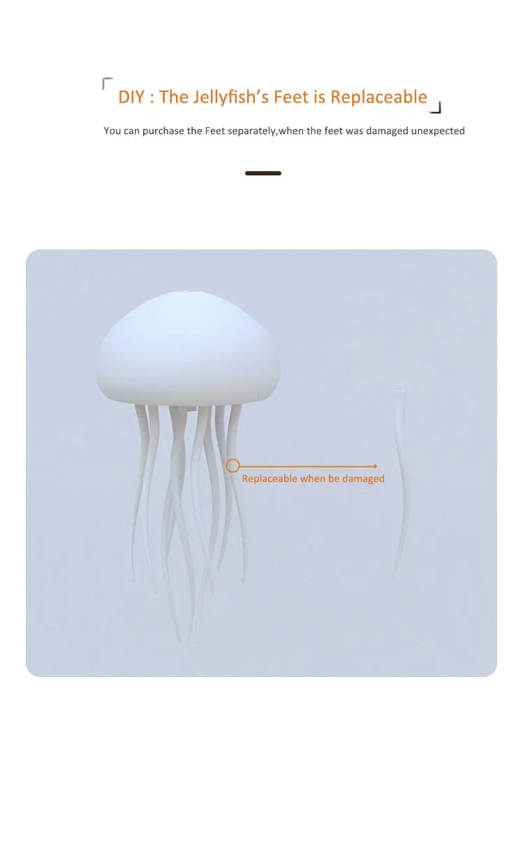 Intelligent Gradient Yard Dimmable Eye Care Bedside Lamp Voice Control with Dancing Legs Jellyfish Table Lamp with Touch Sensor