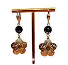 Blue Flower Personalized Design Retro Fashion Blue Zircon Hollow Flower Pendant Personalized Wedding Earrings