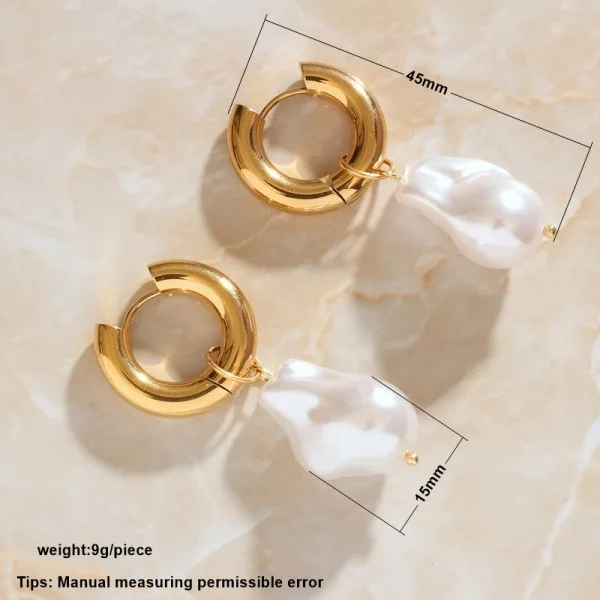 Fashion 18K Gold plated Pearl Drop Dangle Huggie Hoop Copper Earrings for women Trend Stud Earrings