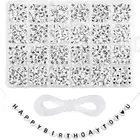 Beads Round 1620 Pcs White Oblate Letter Beads Diy Kit Round Shaped Beads For Jewelry Making