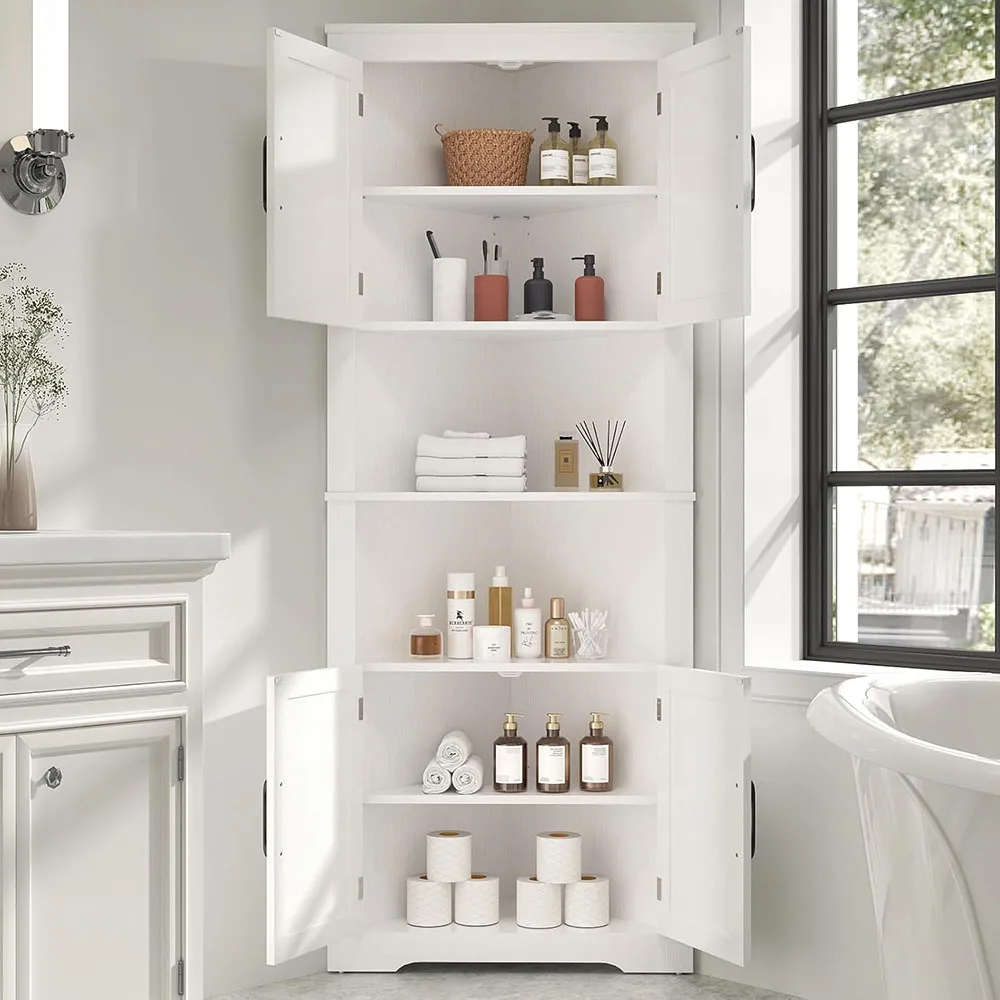 Modern Oak Wood Corner Cabinet 5 Shelves Bathroom Kitchen Living Room Space Saver Organizer factory