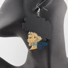 Earrings Beautiful Wooden Black Queen Crown Drop Earrings