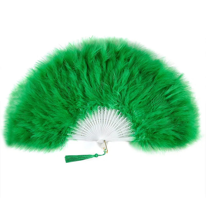 Gatsby Black Feather Folding Fan