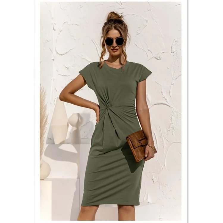 Hot Selling O Neck Short Sleeve Knot 