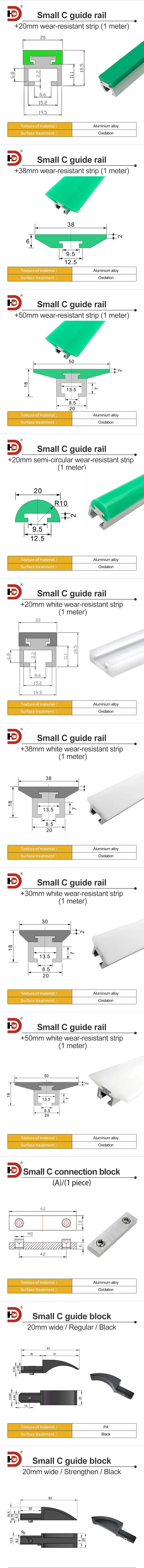 Flexible Conveyor Belt Accessories Large/medium/small C Guardrail Aluminum Rail Parallel Pad Rail Side Stop Pad Rail Connector details