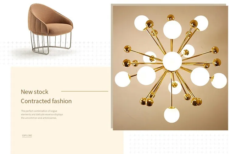 modern style Dandelion shape chandelier gold white glass ball chandelier lamp decorative pendant lamp