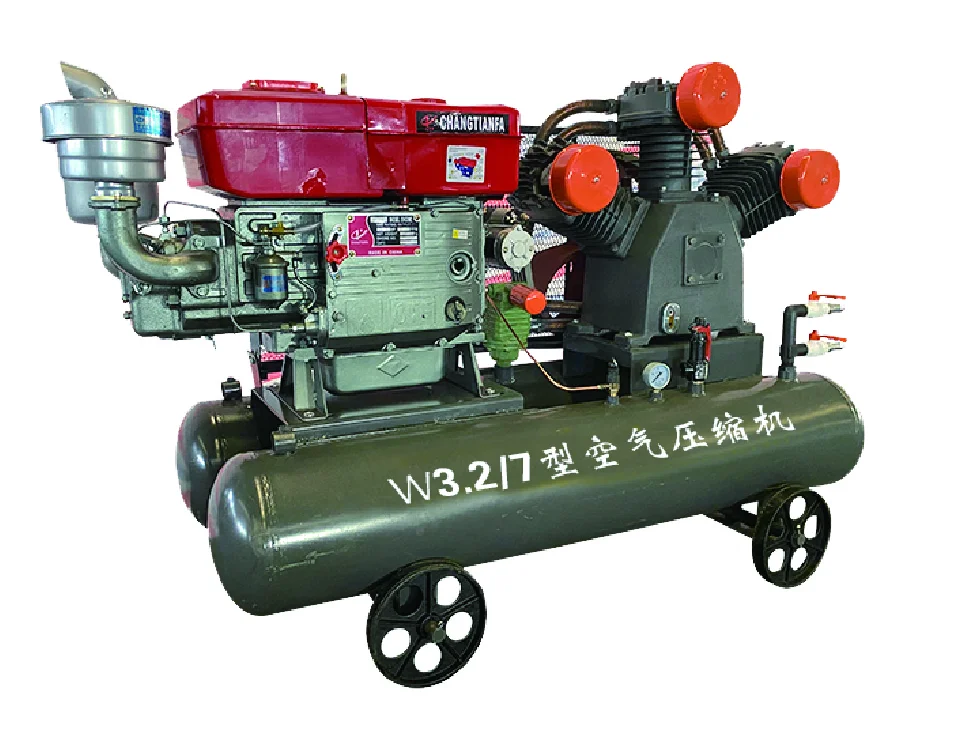 Hongwuhuan  Factory Price Small Mini Belt Driven 7bar Mining Diesel Engine Mobile Piston Air Compressor For Mineral Equipment
