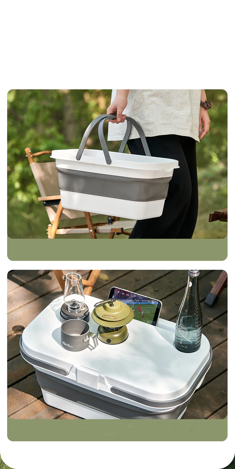 Multifunctional Plastic Folding Picnic Basket Easy Carrying Camping