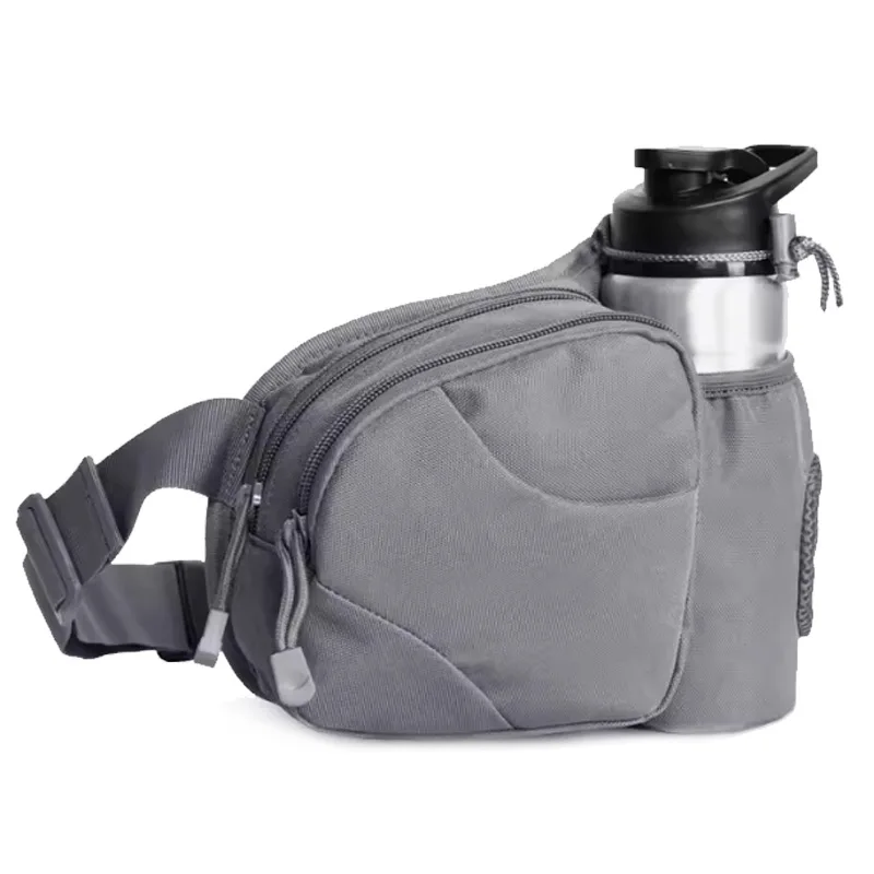 Mens canvas Light weight pet walking Sports waist bag with water bottle holder hydration belt bag  outdoor waist bag