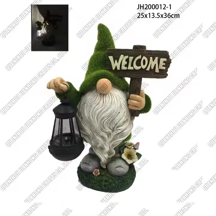 Ornaments Ground Figurine Christmas Resin Garden Dwarf Sculpture Statue Gnomes Solar Light