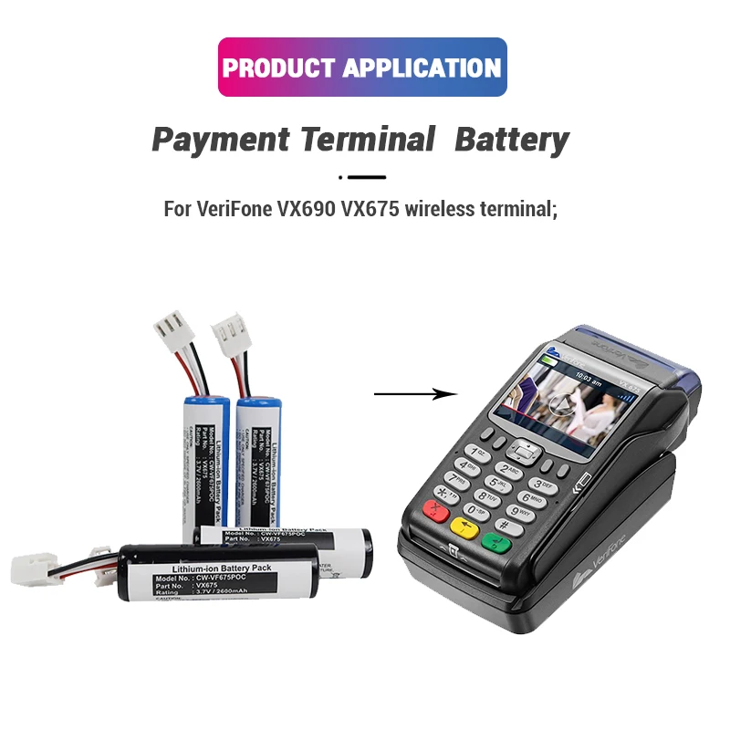 product 18650 lithium ion replacement battery vx690 vx675 payment terminal vx690 pos machine for verifone-12