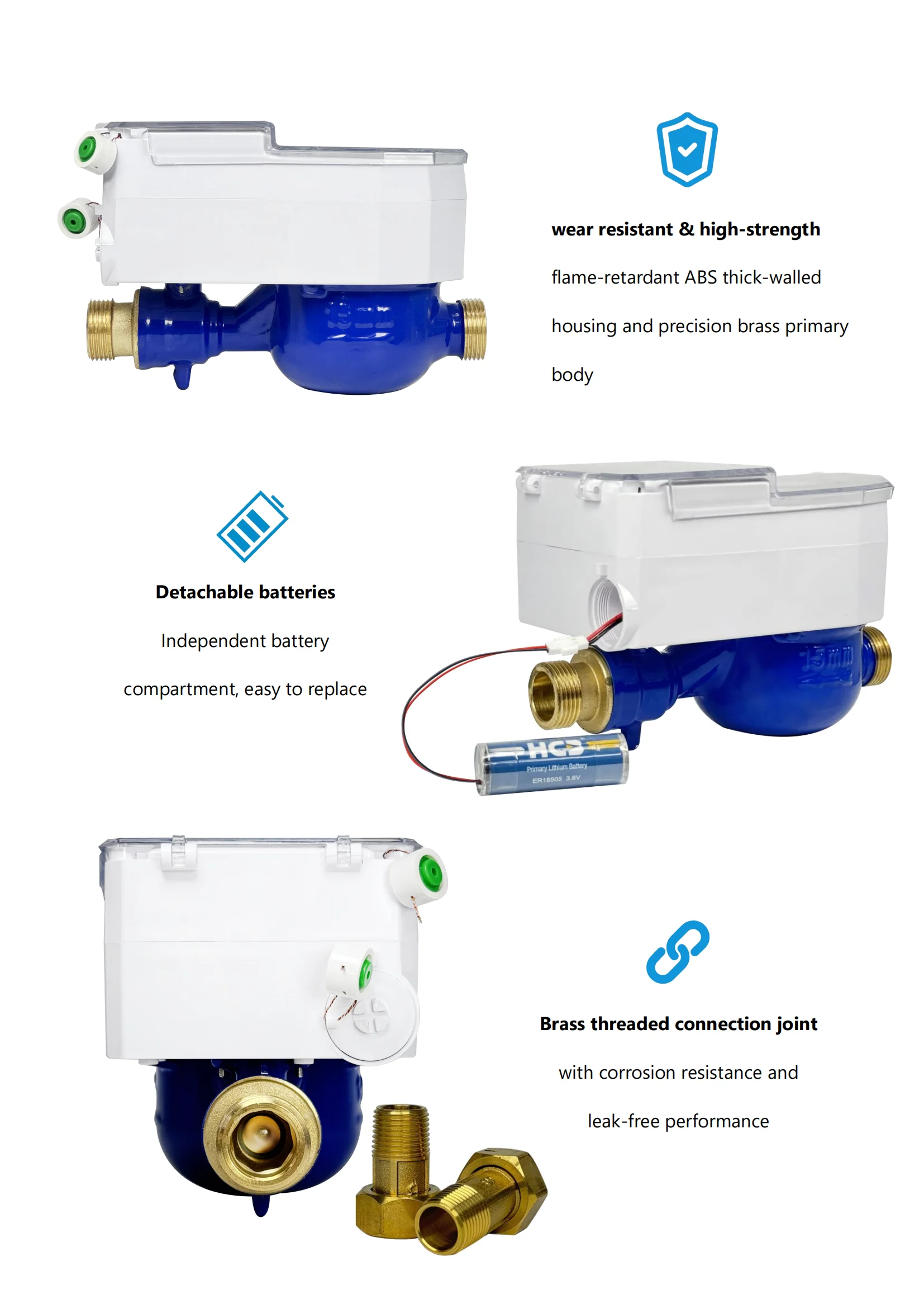 STS Standard Prepaid Water Meter with 1km Measurement Range 84 Flow Rate and Grey Color DN15 IP68