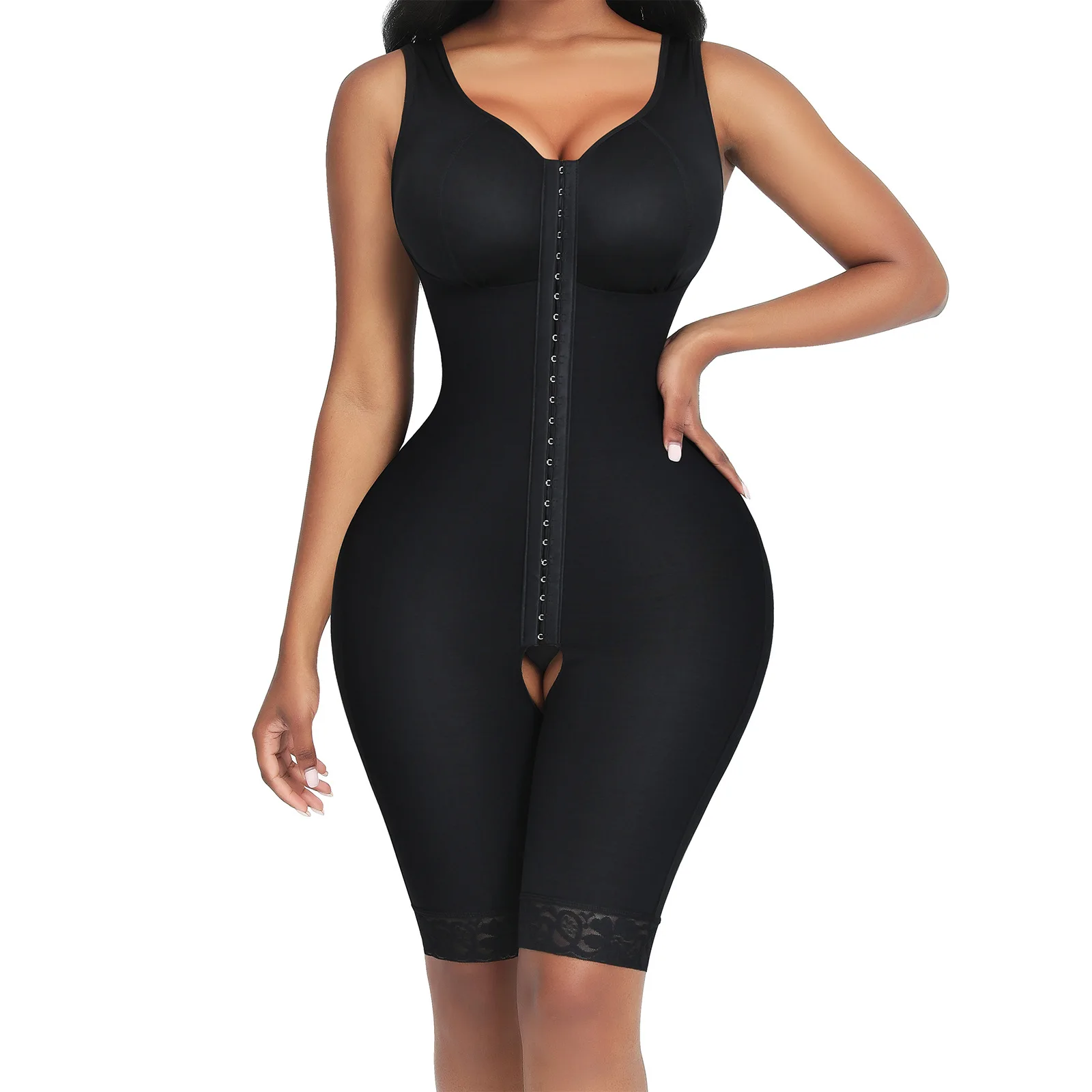 Anti-bacterial Powerful Breasted Buckle Lift Compression Underwear Body Shaping Raphene Crotch Plus Size Women Clothing Shapewea