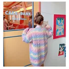 Factory Direct All-match Gradient Color Knit Cardigans Korean Style Sweaters Rainbow Cardigan Sweater Coat