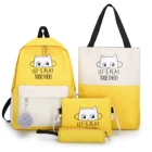 School High The School Bag Fashionable Custom Canvas 4 Pieces Set School Backpack Bag For High School Girls Student