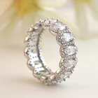 Ring Ring Silver Cz Solid Silver 925 Rhodium Ring White Gold Wedding Band Baguette Diamond Cz Eternity Band