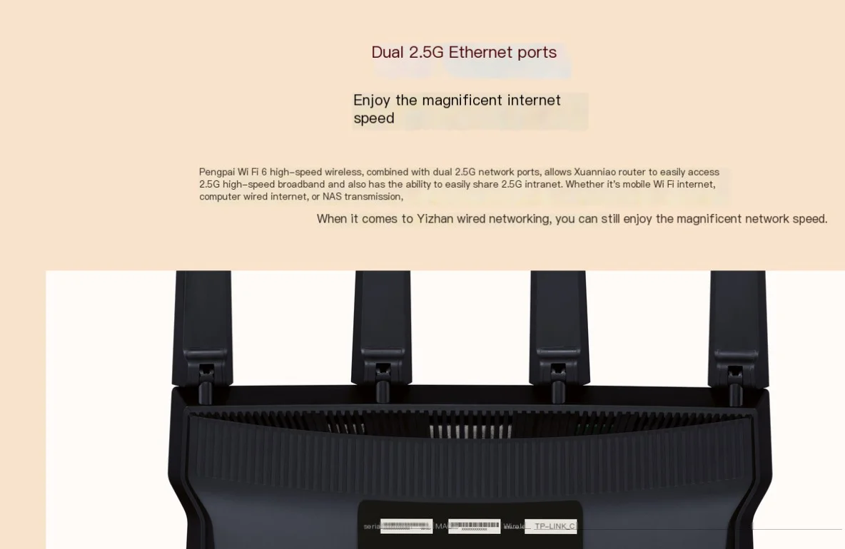 TP-LINK TL-XDR6078 édition d'exposition facile AX6000 routeur sans fil WiFi6 double fréquence 2.5G Port 4 antennes 2.4G 1148M + 5G 4804M