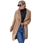Fur Autumn Winter Fashion Brown Thick Soft Warm Faux Fur Long Fleece Label Women Coats With Pocket