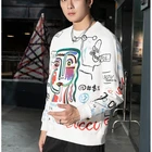 New 2021 Summer New Trend Versatile Hoodie Knit Pullover Base Men's Art Print Round Collar Long Sleeveless Hoodie