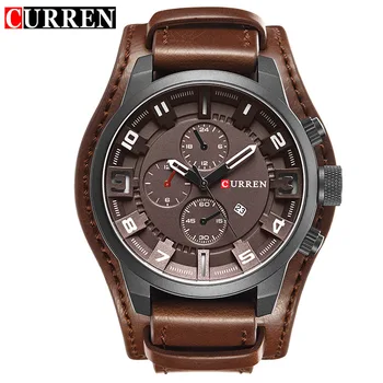 CURREN 8225 Top Brand Fashion Leather Watches Quartz Sport Military Wrist Watch For Men Calendar Waterproof Wristwatch Reloj