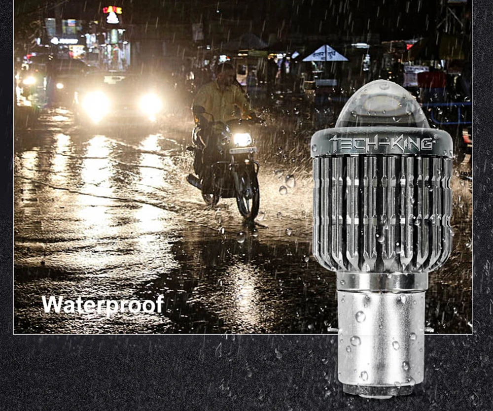 TECH-KING Super Brightness Projector Lens Light 12V-80V White yellow Universal H4 BA20D P15D Motorcycle LED Headlight Bulb Lamp