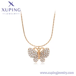 A00901798 xuping jewelry butterfly diamond 18K gold necklace niche design elegant choker women fashion simple necklace