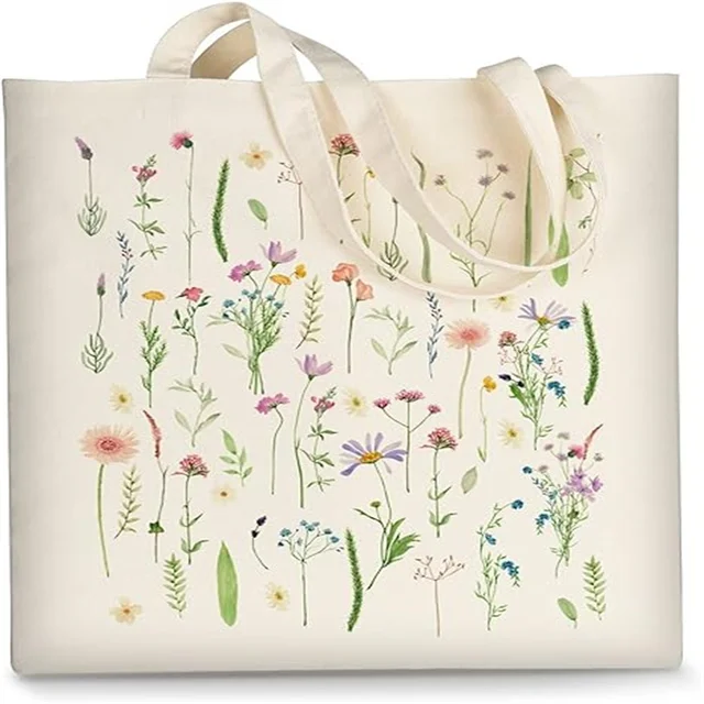 Accept Custom Order  Canvas Tote Bag Aesthetic for Women, Cute Reusable Cloth Cotton Bags for Shopping Beach Grocery