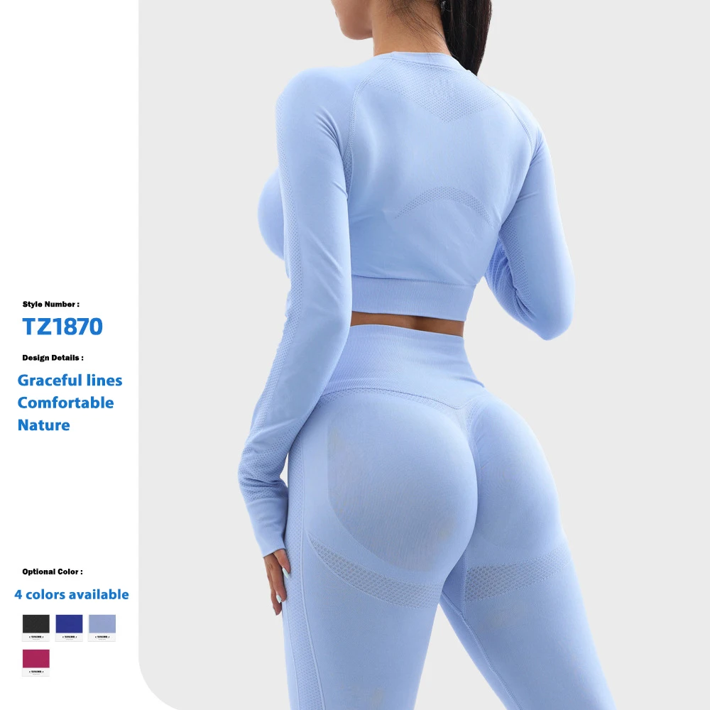 High Quality Seamless Quick Drying Activewear Wholesale Workout Long Sleeve Yoga Set For Women