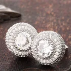 Round Stud Earrings Earrings S925 Sterling Silver Round Shape Full Diamonds Stud Earrings For Women