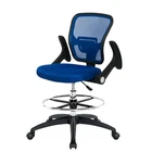Drafting Chair Drafting Chair Mid-Back Mesh Blue Ergonomic Drafting Chair With Adjustable Chrome Foot Ring
