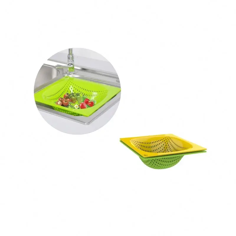 Square Plastic Sieve Colander Cheap Price Save Space Plastic Sieve Basket Fruit Tray