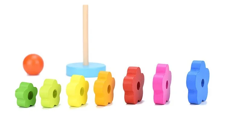 Hot Selling Wooden Educational Colorful Rainbow Wooden Stacking Kids Game Toys