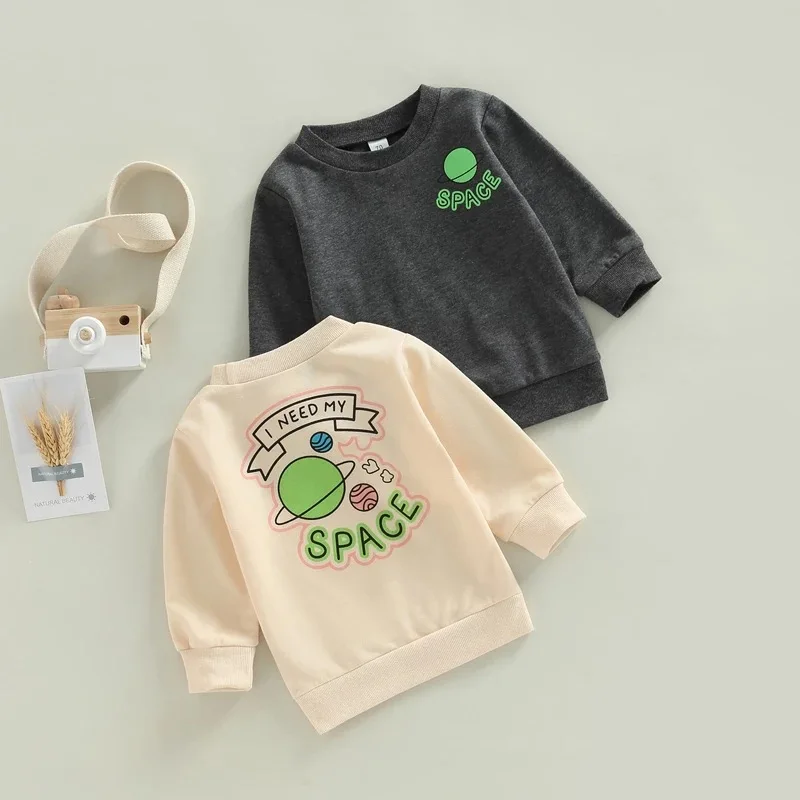 0-3M newborn infant baby clothes cute cartoon toddler boys girls pullover sweatshirt solid kids clothes for wholesale