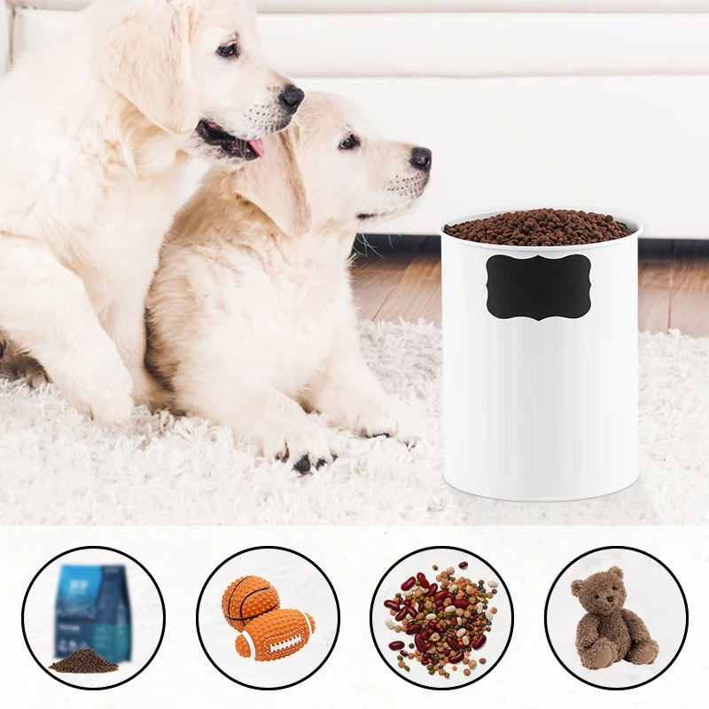 Galvanized Iron Farmer House Style with Sealed Wooden Lid and DIY Sticker Dog Treat Jar Canister Set