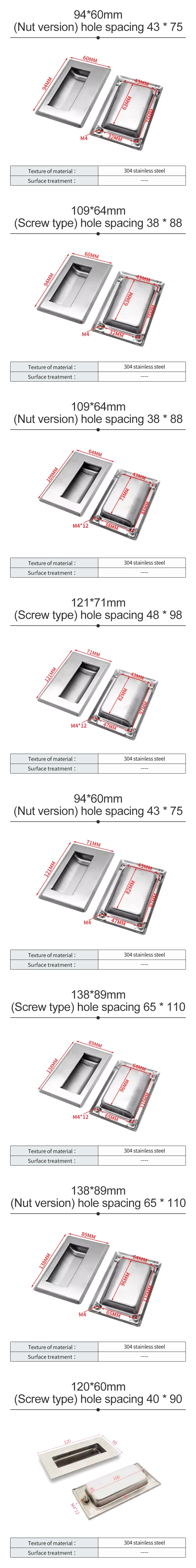 Industrial Handle Buckle Drawer Cabinet Concealed 304 Stainless Steel Handle Embedded Cabinet Concealed Handle manufacture
