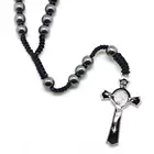 Beads Rosary 2019 New Design Black Hematite Beads Cross Rosary Necklace Artificial Rosary