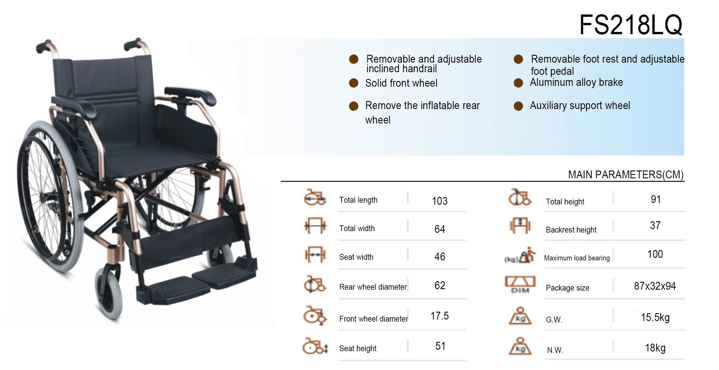 Producto médico barato y de alta calidad, silla de ruedas de aleación de aluminio-94