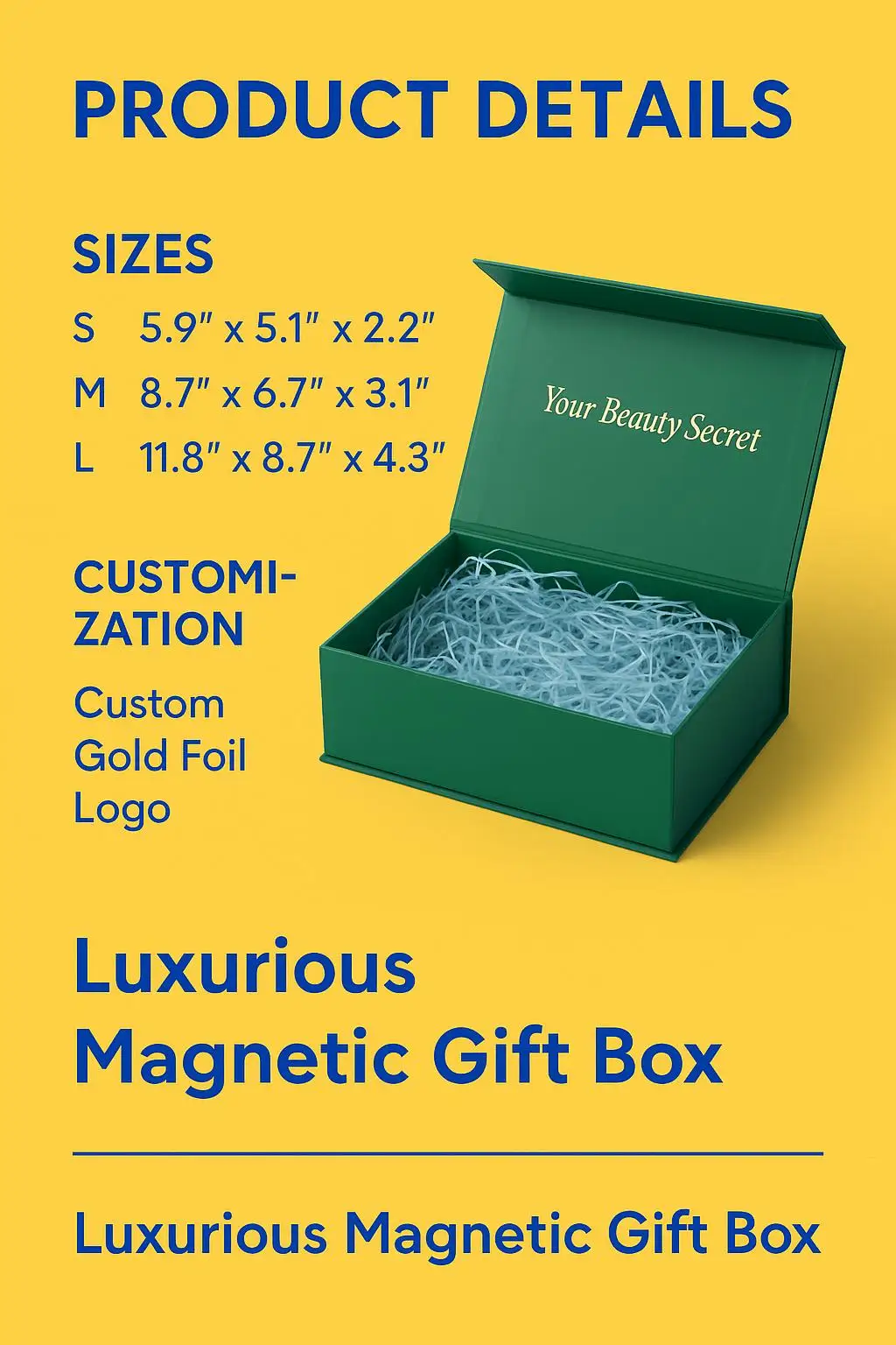 Luxury Black Magnetic Gift Box with Ribbon for Eyeshadow Palette Skincare Set Packaging - detail 6