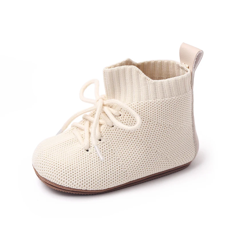 Spring Baby Flying Woven Shoes Breathable High Top Soft Soles Non-slip Baby Walking Shoes details