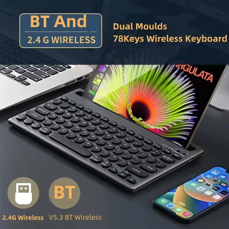 Keyboards Dual-Mode Wireless BT Keyboard Card Slot Connection For Android Mobile Tablet Desktop Computer