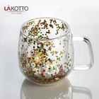 Glass Cup Customized Dinner Set Innovation Double Layer Drinking Glass Coffee Handle Cup