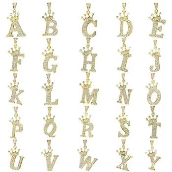 SP Wholesale Charm Letter Hip Hop Queen Small Gold CZ For Jewelry Making Diamond Initial Letter Pendant