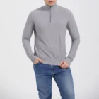 Long Sleeve Pullover Pulloverno Casual Solid Color Turtle Neck Zipper Knitted Long Sleeve Sweater Pullover For Men