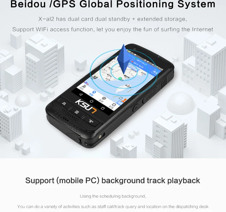 Android SIM Card Mobile Phone Wifi Poc Talki Walki Unlimited Distance KSXAL2 4G LTE Radio GPS Portable Zello Walkie Talkie