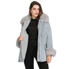 Jacket Down Coat Customized Ladies Faux Fur Collar Washed Women Winter Coat Jeans Denim Jacket