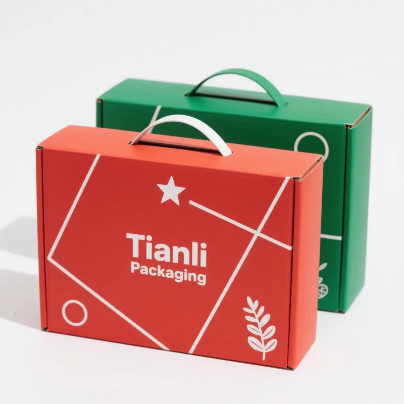product shipping gift box with handle durable corrugated box wholesale custom foldable handbag cardboard packaging-6