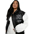 Leather Jackets OEM Custom Women Leather Sleeve Embroidery Lettermen Bomber Varsity Baseball Jackets For Ladies