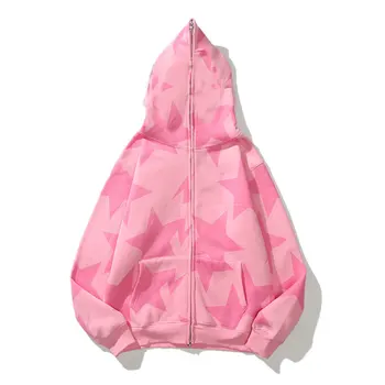 Promotional custom oem design unisex compression heavy weight fleece full face zip up hoodie jacket
