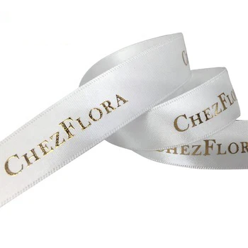 china winnus cheap own brand name printed double face sided black white rose gold silver custom satin ribbon with logo